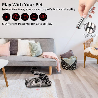 Cat Toy Pointer for Indoor Cats, USB Rechargeable Kitten Toys with 7 Adjustable Patterns
