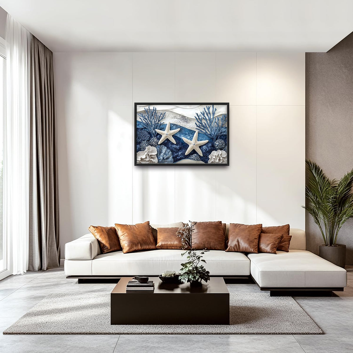 Large Starfish Nautical Wall Art for Living Room, Ocean Canvas Oversized Wall Decor, Sea Animal