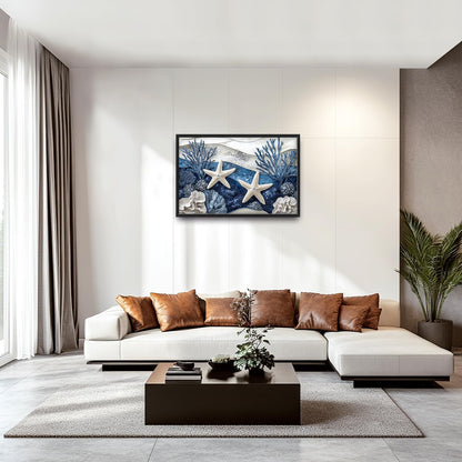 Large Starfish Nautical Wall Art for Living Room, Ocean Canvas Oversized Wall Decor, Sea Animal