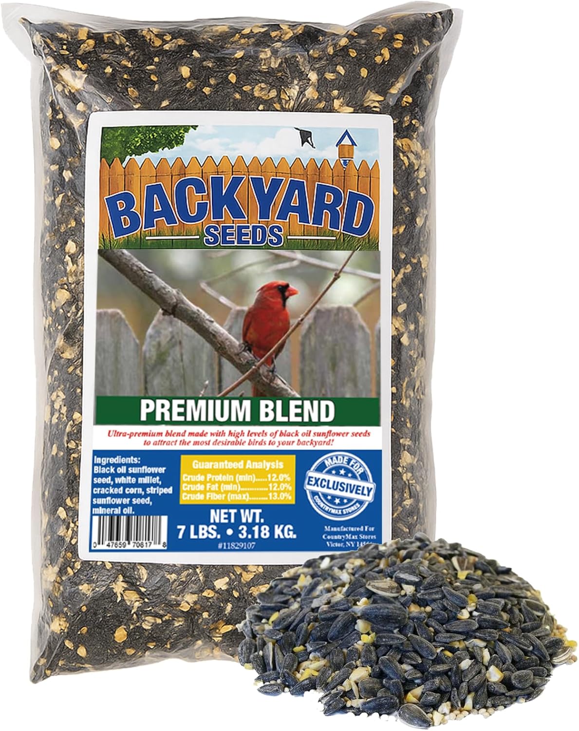Backyard Seeds Premium Blend Bird Seed to Attract Songbirds - Wild Bird Food Mix with Black Oil