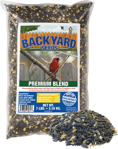 Backyard Seeds Premium Blend Bird Seed to Attract Songbirds - Wild Bird Food Mix with Black Oil