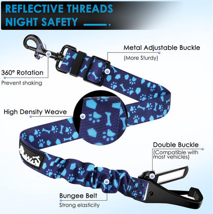 Lukovee Dog Seatbelt Leash for Cars, 2 Pack Pet Safety Car Seat Belt with Adjustable Buckle &