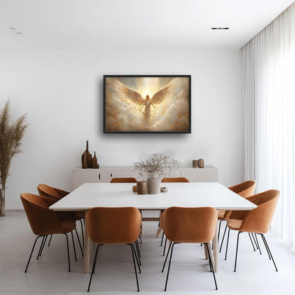 Large Angel Wall Art for Living Room, Framed Oversized Angel Wing Wall Decor Fantasy Sky Clouds