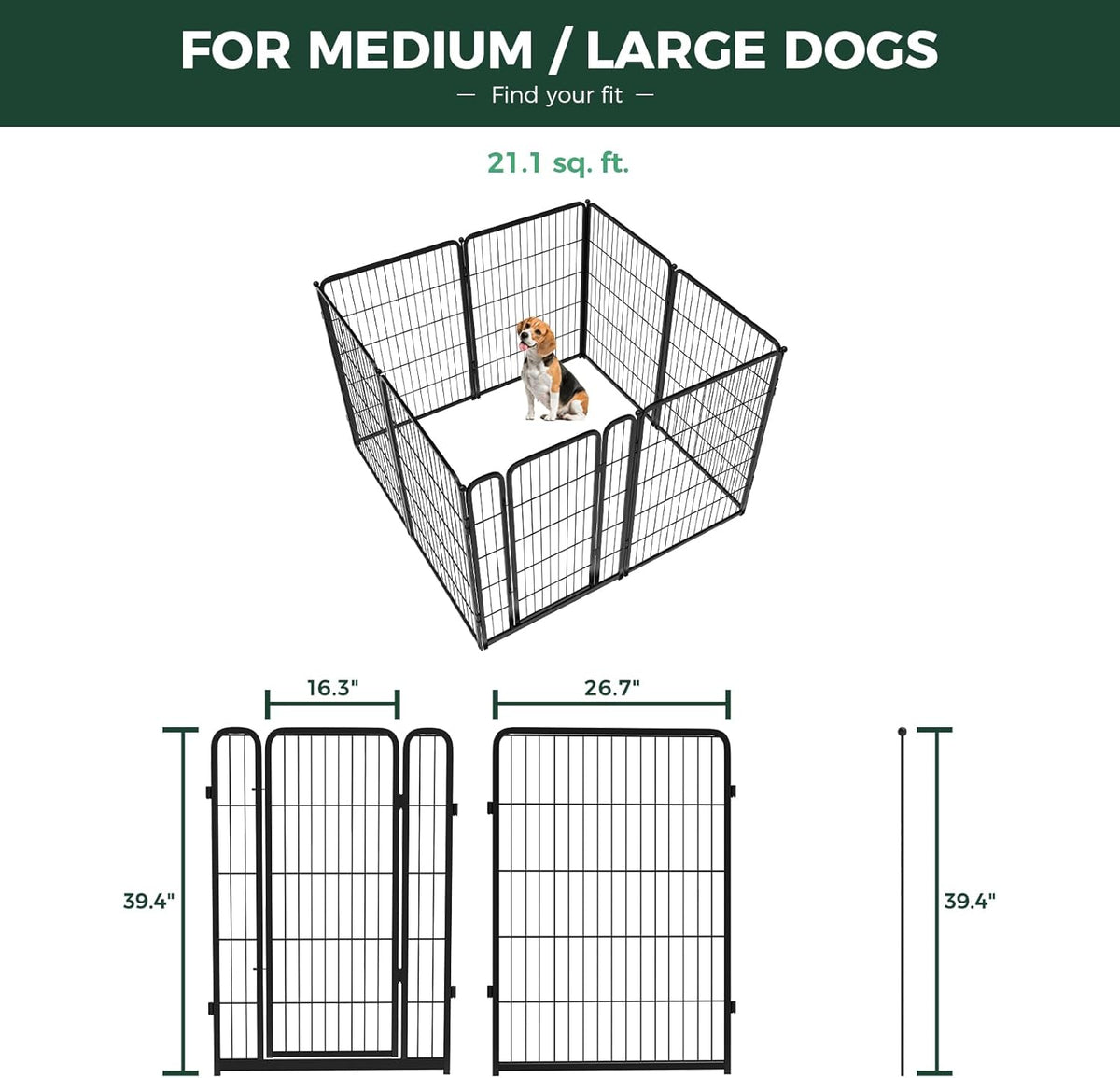 FXW Homeplus Unleashed Indoor Dog Playpen - Stress-Free and Safe Play, Heavy Duty 40 Inch 8 Wire