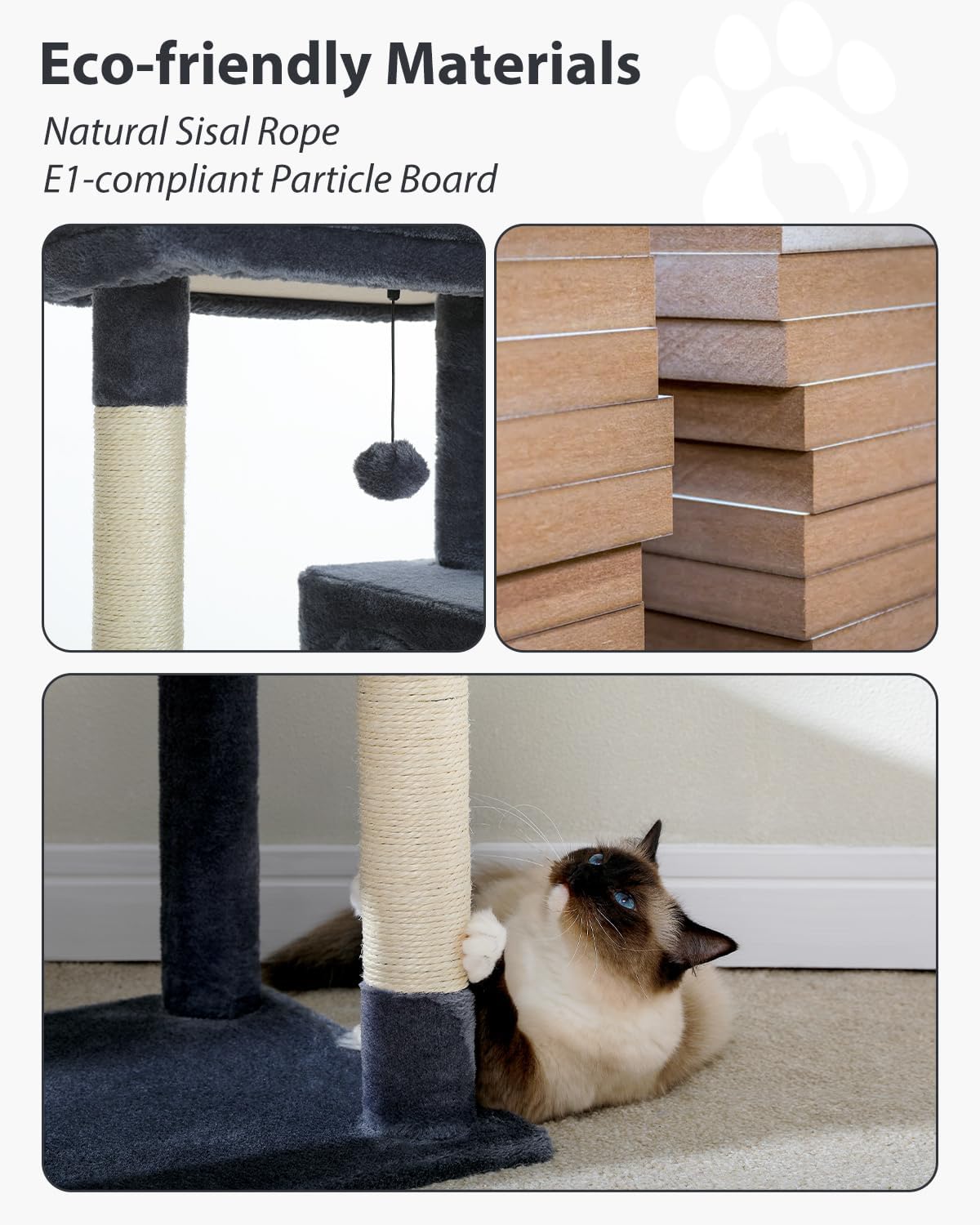 Cat Tree for Large Cats with Metal Plush Big Hammock, 56.3" Cat Tower for Indoor Cats with 2 Door