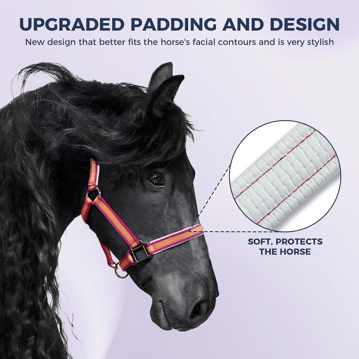 JWODVNTH Adjustable Horse Halter with PP Webbing, Durable Horse Halters with Zinc Alloy Hardware