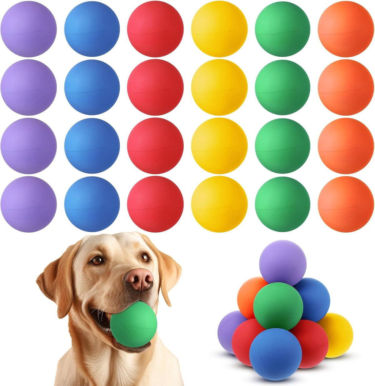Shappy 24 Pieces Rubber Dog Tennis Balls for Dog Colorful Catching Pet Balls for Fetch Training 2.4