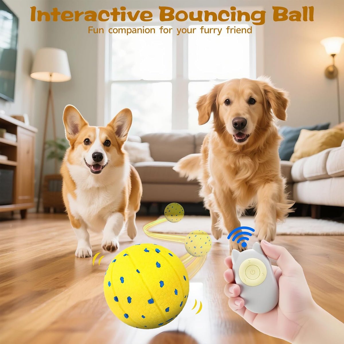 Dog Ball Interactive Dog Toy with Remote Control,Automatic Moving,Bouncing and Rotating 3