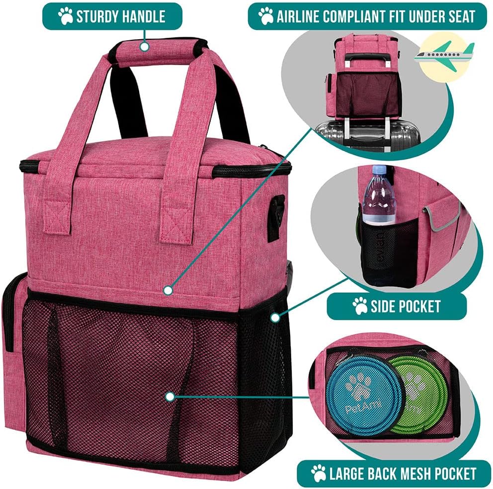 PetAmi Dog Travel Bag Pet Supplies Accessories Organizer for Traveling, Camping, Weekend; Cat Pet