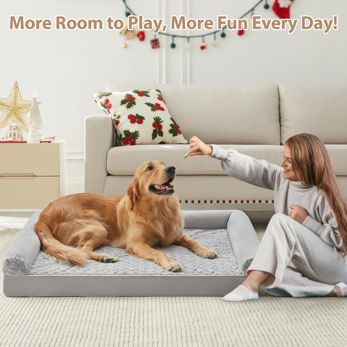 BFPETHOME Dog Beds for Large Dogs, Orthopedic Dog Bed for Medium Large Dogs,Big Waterproof Couch