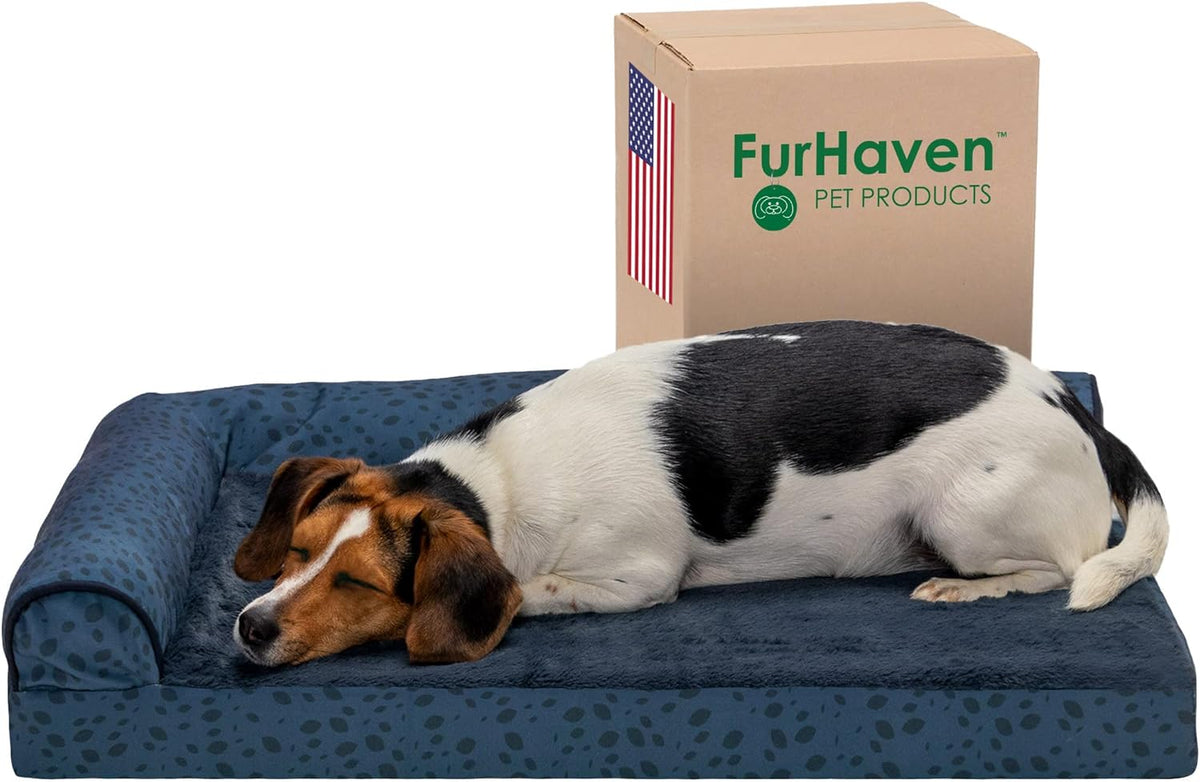 Furhaven Cooling Gel Dog Bed for Medium/Small Dogs w/ Removable Bolsters & Washable Cover, For Dogs