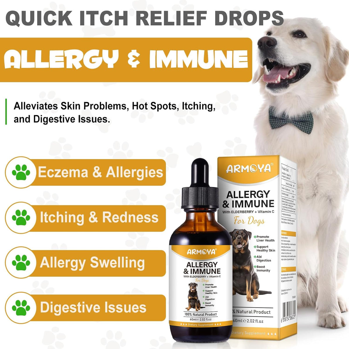 Allergy Relief Drops for Dogs - Allergy and Immune - Immune Support Supplement - Dog Supplement