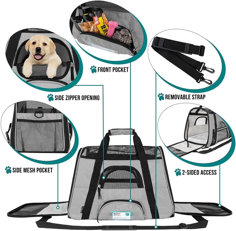 PetAmi Airline Approved Pet Carrier for Cat, Soft Sided Dog Carrier for Small Dogs, Cat Travel