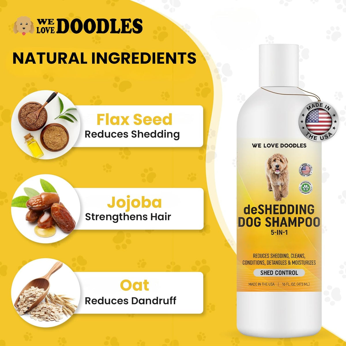 Dog Deshedding Shampoo | Made in USA | Eco-Friendly Ingredients | Shampoo for Shedding & Long