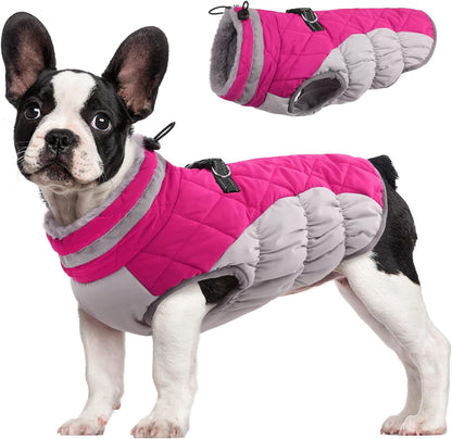 FUAMEY Dog Coat, Medium, Pink, Faux Fur - Waterproof, Windproof, Reflective Cold Weather Coat with