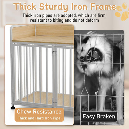 42inch Dog Crate Furniture, Medium Dog Kennel Indoor, Decorative Pet House End Table, Wooden Cage
