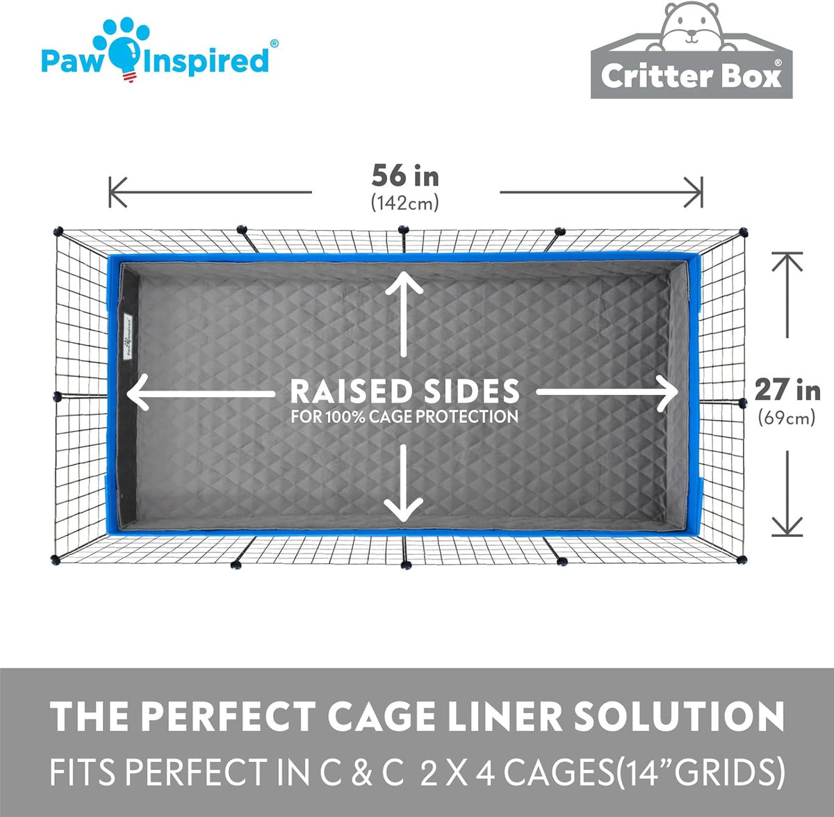 Paw Inspired Critter Box | Washable Guinea Pig Cage Liners with Raised Sides | Fleece Bedding for