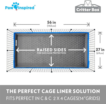 Paw Inspired Critter Box | Washable Guinea Pig Cage Liners with Raised Sides | Fleece Bedding for