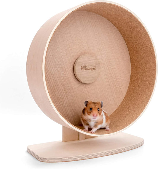 Niteangel Wooden Hamster Exercise Wheel: - Silent Hamster Running Wheel for Hamsters Gerbil Mice