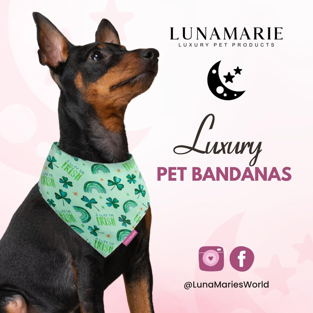 LunaMarie - Luxury Pet Birthday Bandanas -Premium & Silky Poly Fabric | 100% Handmade | Custom