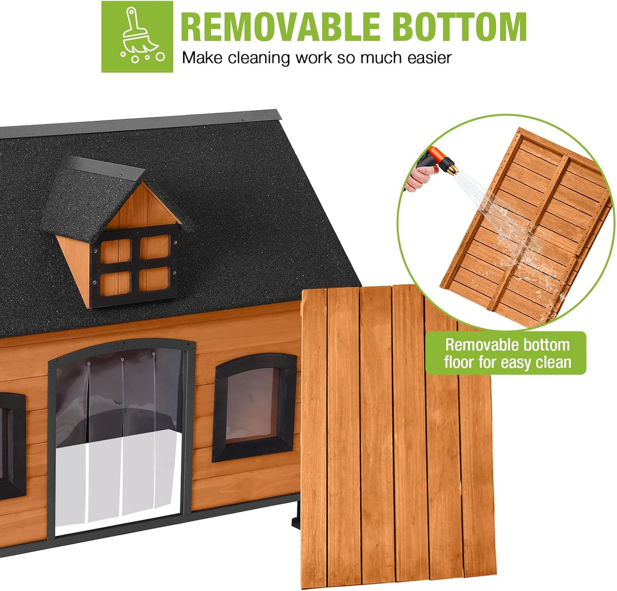 GUTINNEEN Dog House Outdoor with Strong Metal Frame Dog Kennel for Small Medium Large Dogs Puppy