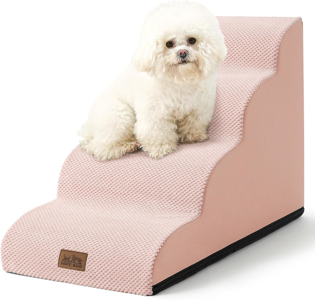 Dog Stairs for Small Dogs 19.7" H, Curved Dog Step for Puppy, Older or Cat, Medium Pet Ramp for