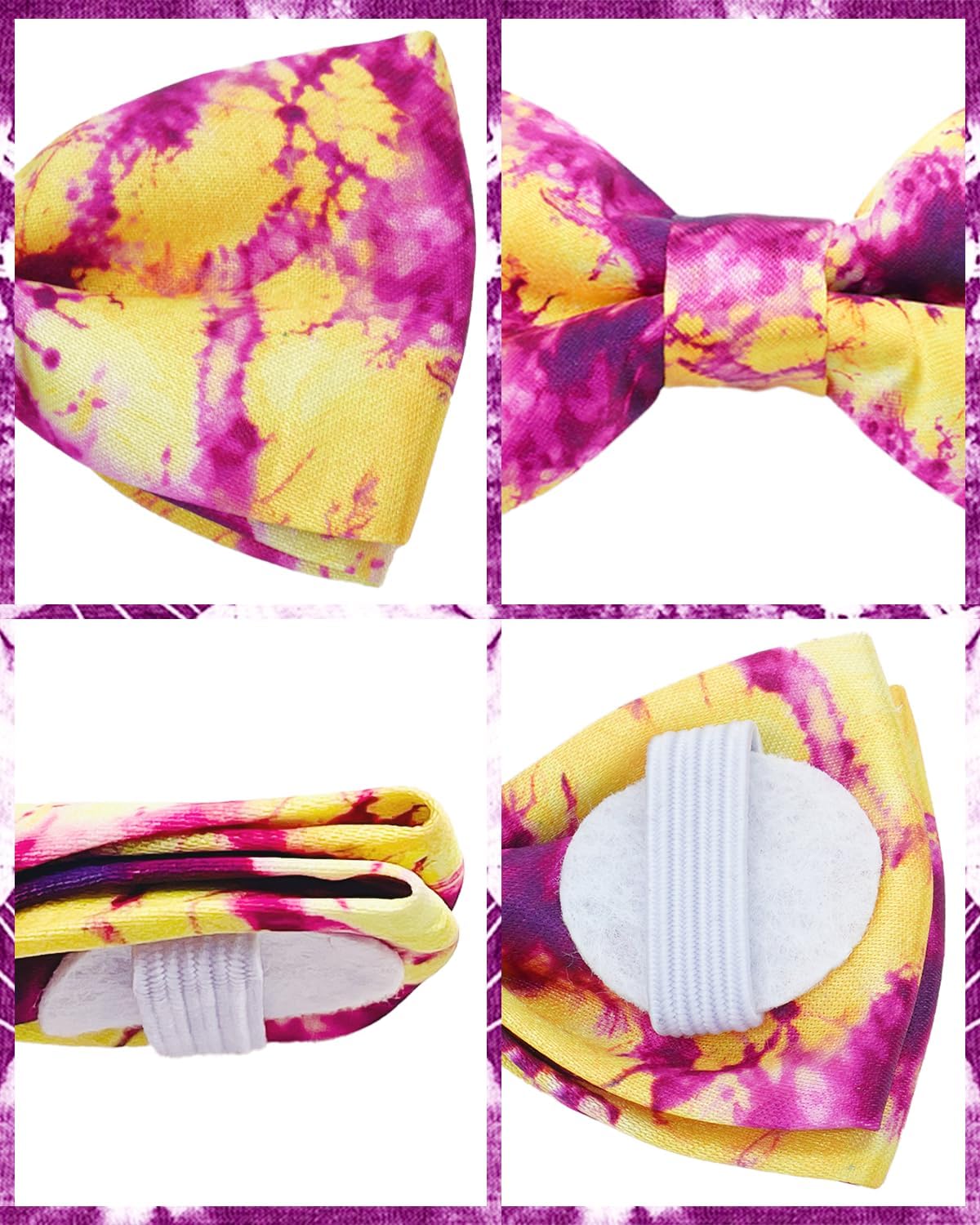 PET SHOW 10 Pack Tie Dye Small Dog Bow Ties Sliding Collar Attachments Puppy Cats Floral Bowties