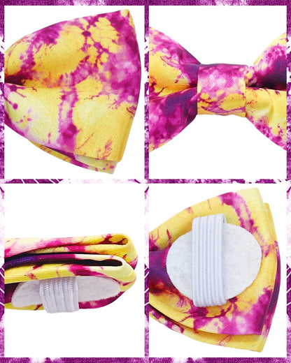 PET SHOW 10 Pack Tie Dye Big Dog Bow Ties for Large Medium Dogs Sliding Collar Attachments Floral