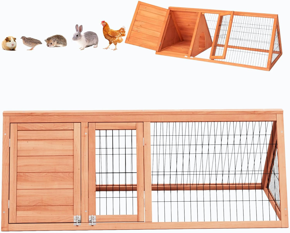 Chick Coop,Outdoor Chicken Run Cage Wooden Triangle Quail Coop with Ventilating Wire Poultry Hutch