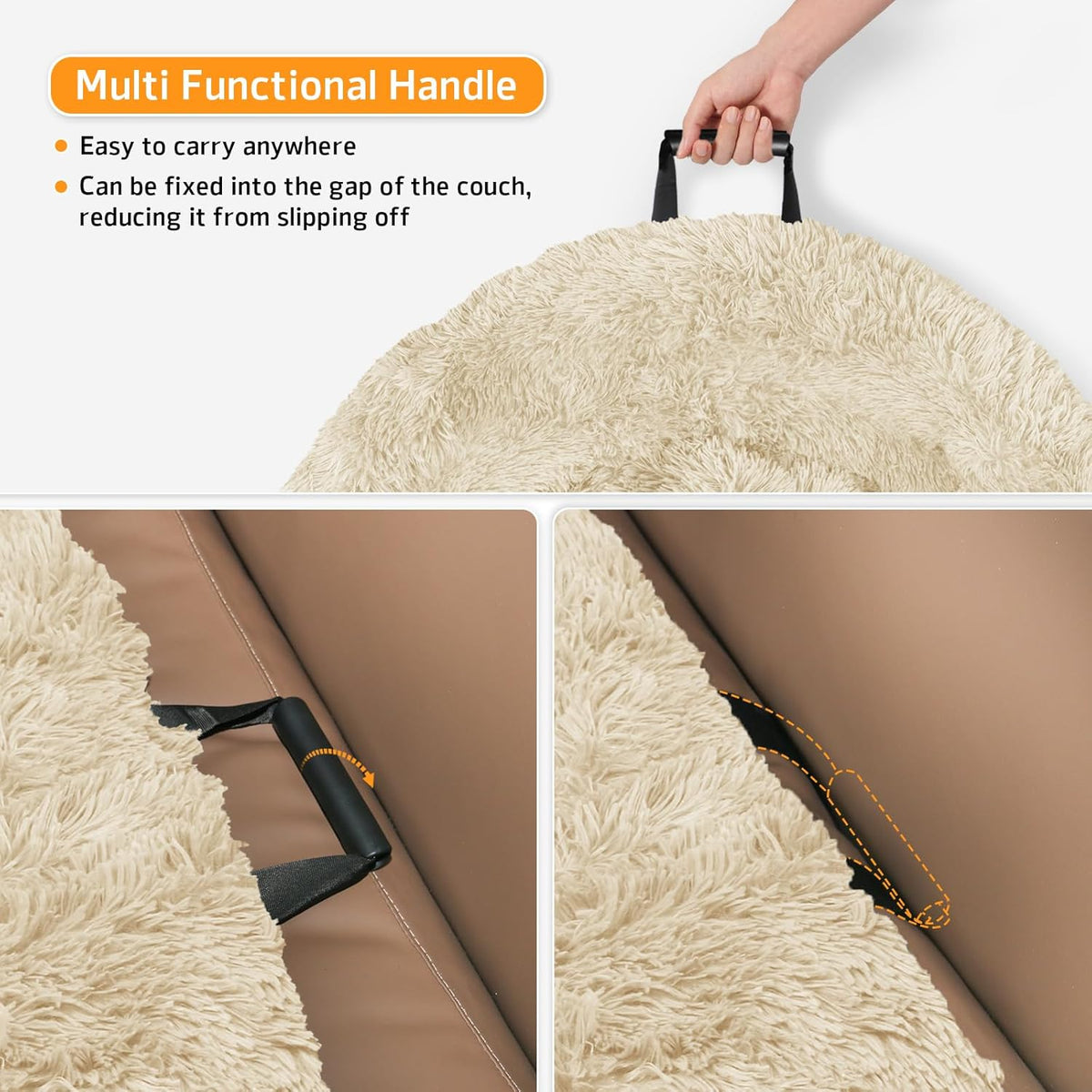 Calming Dog Bed Fluffy Plush Dog Mat for Furniture Protector with Removable Washable Cover for