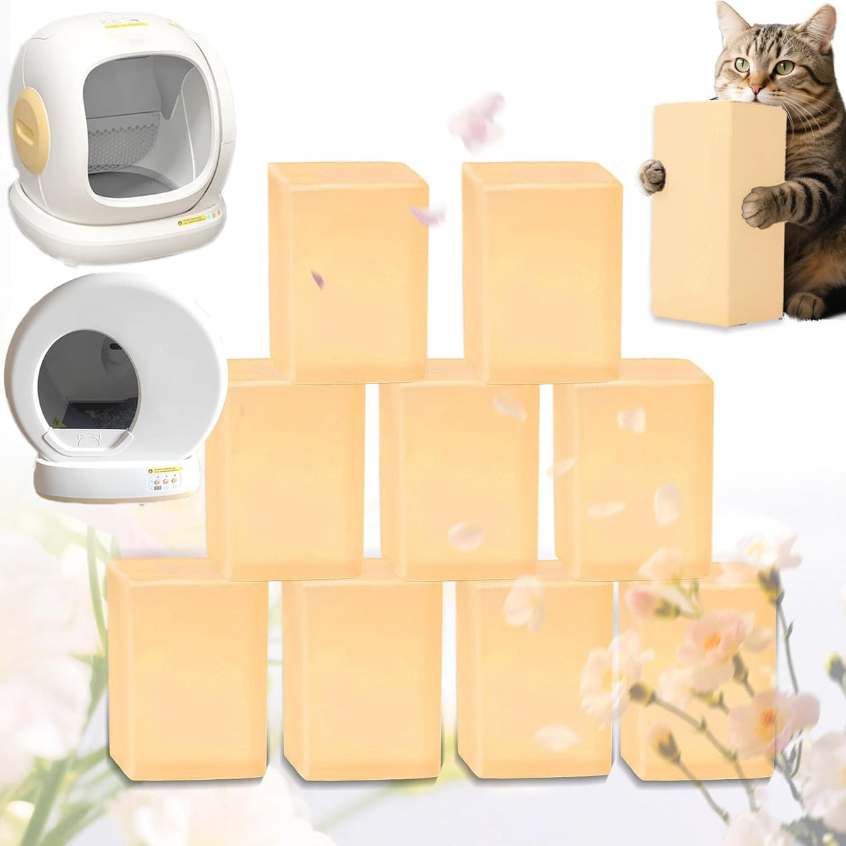 NewKe 10 Pack Pet Odor Eliminator for Meowant Self-Cleaning Cat Litter Box, Cat Litter Deodorizer