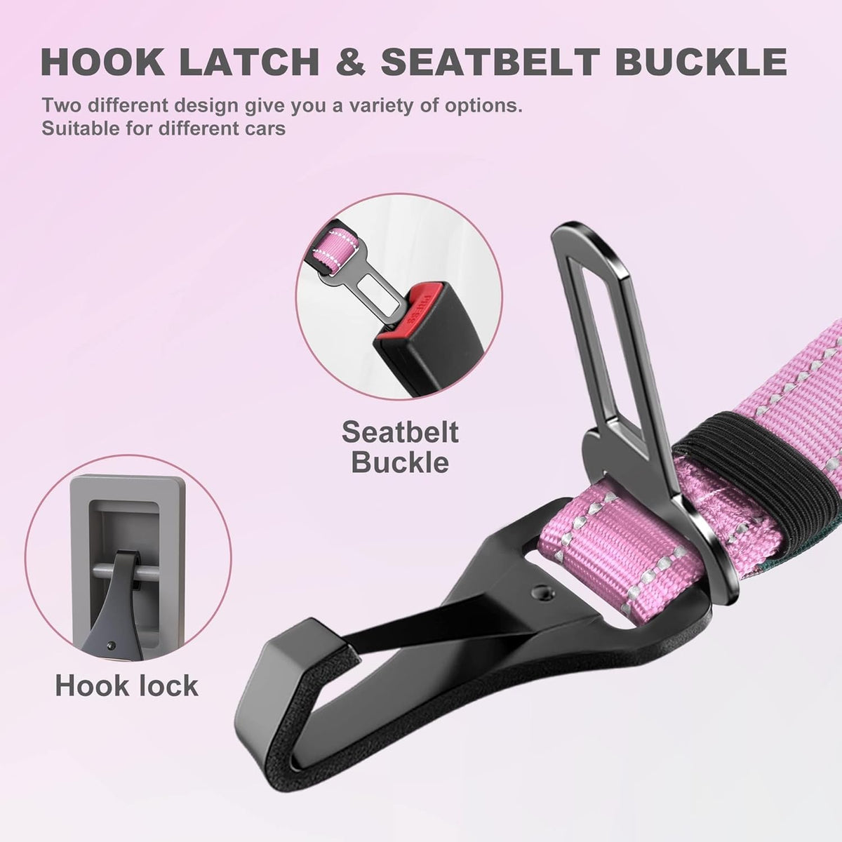 IOKHEIRA Dog Seat Belt 3-in-1 Car Harness for Dogs Adjustable Safety Seatbelt for Car Nylon