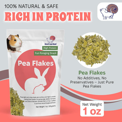 Snout and Shell Pea Flakes for Small Pets – High-Protein Treat for Guinea Pigs, Rabbits, Hamsters