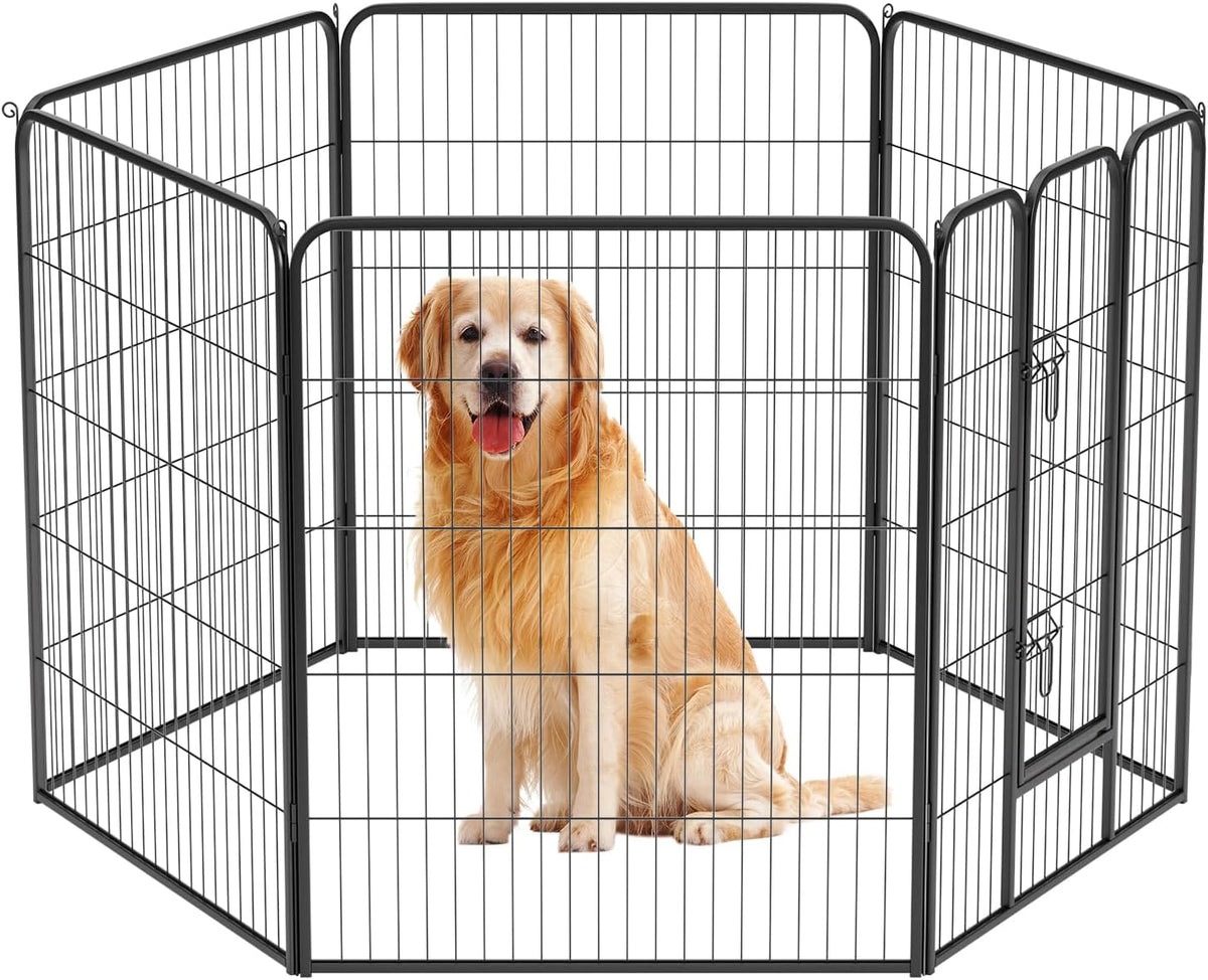 BestPet Dog Playpen Indoor 40 inch 6 Panels Metal Dog Pen Pet Dog Fence Outdoor Exercise Pen with