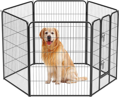 BestPet Dog Playpen Indoor 40 inch 6 Panels Metal Dog Pen Pet Dog Fence Outdoor Exercise Pen with