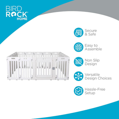 BIRDROCK HOME Dog Playpen w/Door, 16 Panel, 25.6in H | Strong Plastic, Non-Slip Puppy Playpen