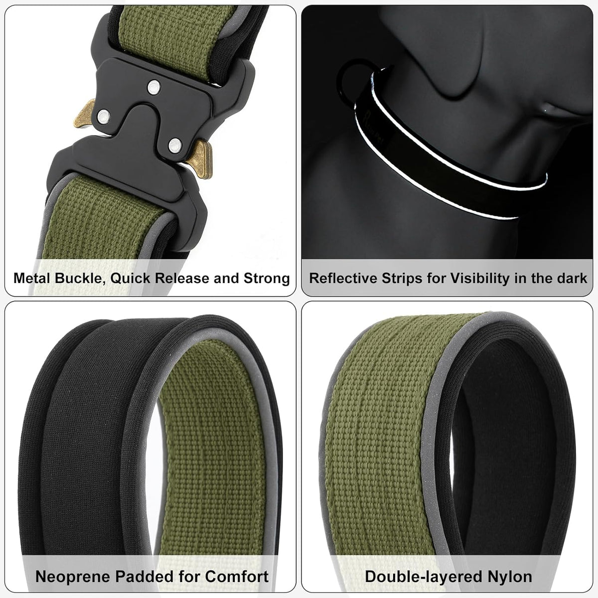 Plutus Pet Tactical Dog Collar, Reflective, Adjustable Heavy Duty Dog Collar, Soft Padded and