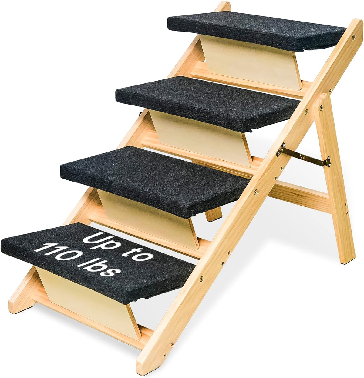 BRIKY 2-in-1 Dog Stairs/Ramp with 4 Steps, Foldable Dog Stairs for High Beds Cars Couch, Durable