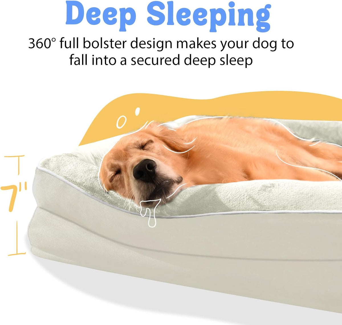 Washable Orthopedic Large Dog Bed - Extra Large Dog Beds with Bolsters Removable Orthopedic Foam
