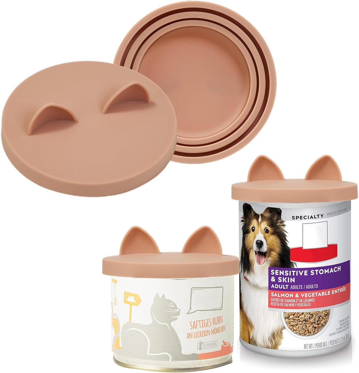OHMO 2 Pack Dog Food Can Lids, (3,12, 14oz etc.) Universal Size BPA Free Silicone Covers for Cat