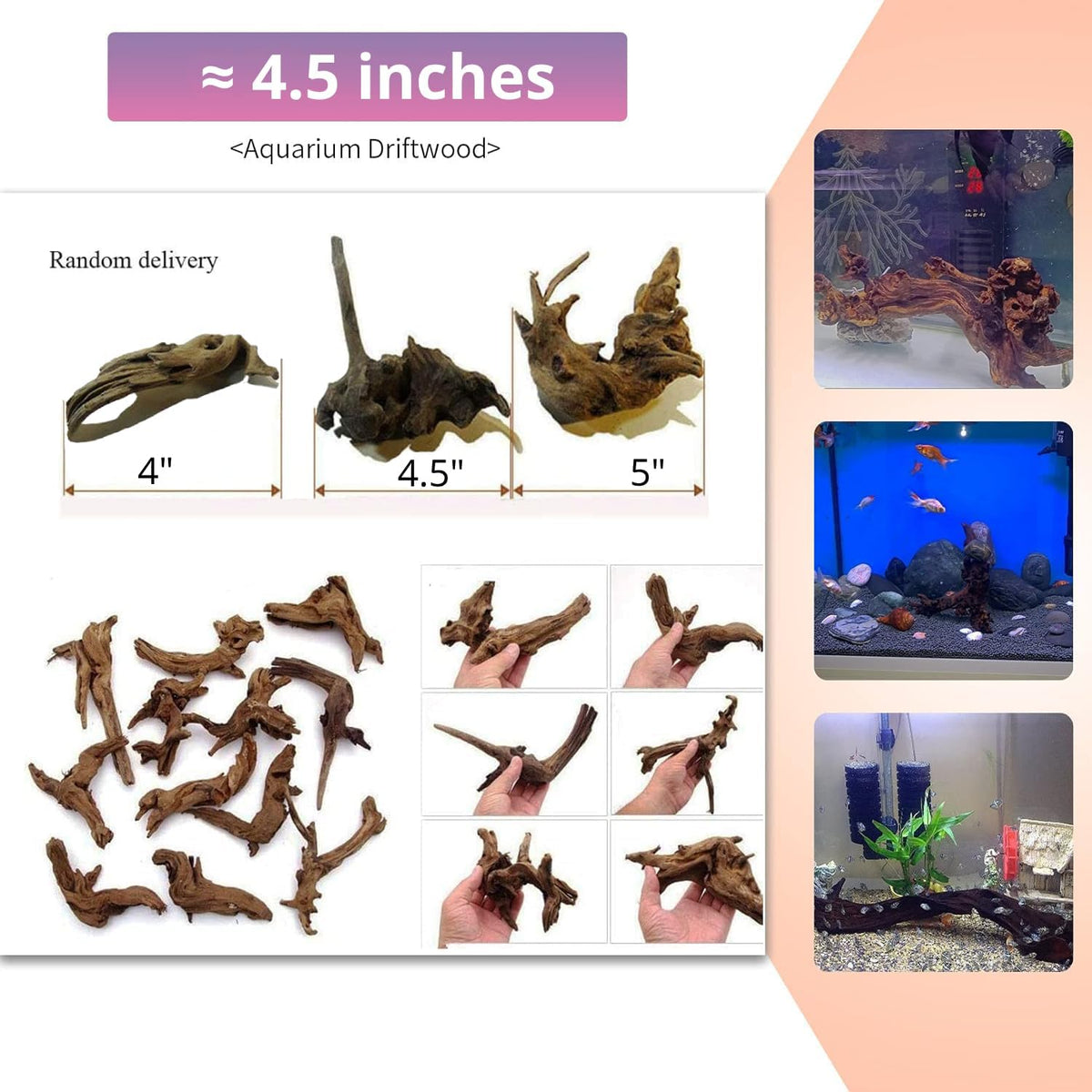 Hamiledyi 12Pcs Small Driftwood for Aquarium 4.1"-7.2" Driftwood Branches Aquarium Wood Decoration