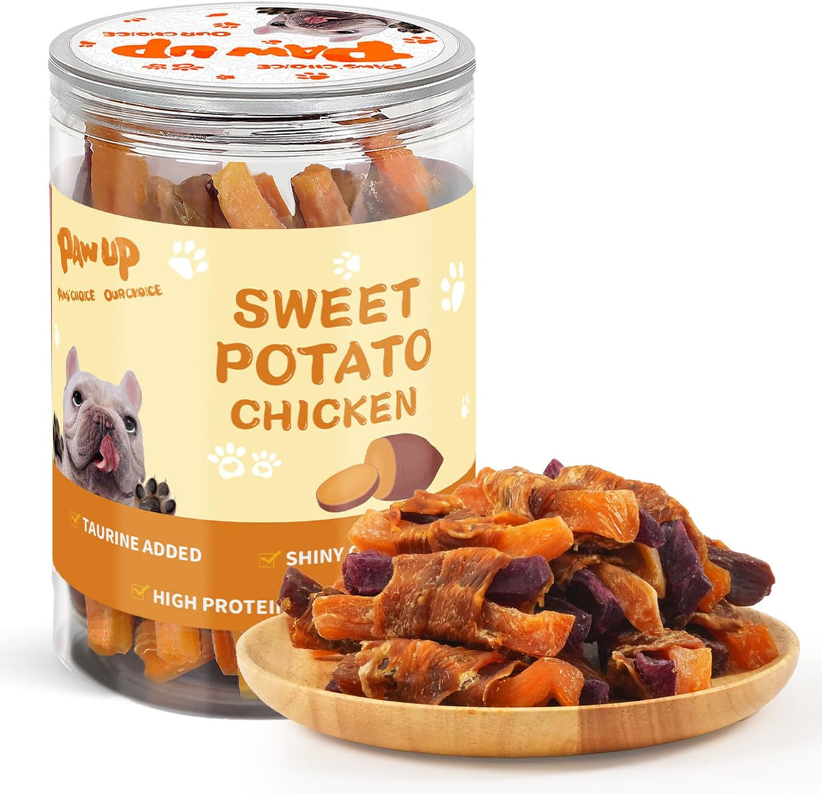 PAWUP Chicken Sweet Potato Dog Treats, Double Sweet Potato Chews with Taurine, Healthy Pet Snacks