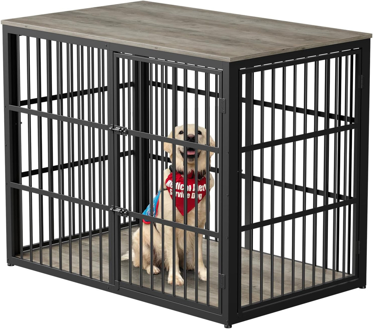 48'' XXL Dog Crate Furniture with 3 Doors, Wooden Crate End Table Heavy Duty Indoor Combination