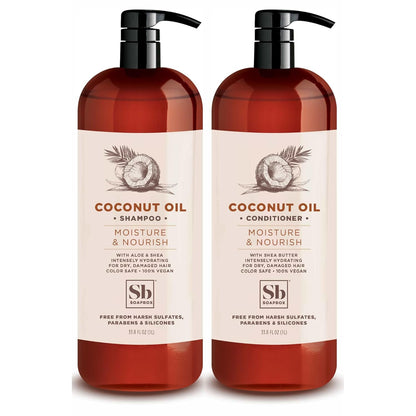 Soapbox Shampoo and Conditioner Set with Coconut Oil, Jojoba Oil, Aloe and Shea Butter to