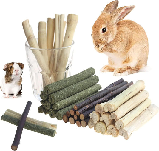 600g Guinea Pig and Rabbit Chew Toys - Sweet Bamboo and Timothy Apple Sticks for Healthy Teeth and