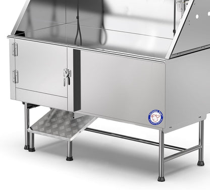Flying Pig 62" Stainless Steel Pet Dog Grooming Bath Tub with Walk-in Ramp & Accessories (Left
