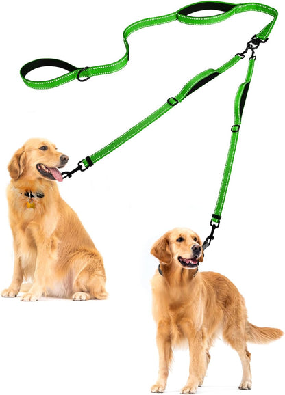 PetBonus Double Dog Leash, No Tangle Dual Leash, Reflective Walking Training Lead, 4 Comfortable