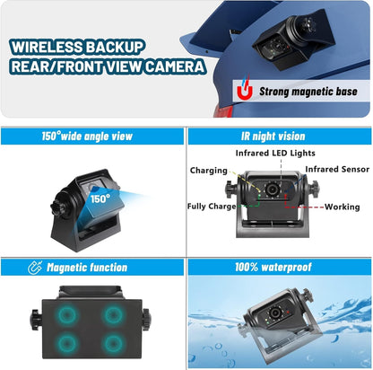 EWAY Wireless WiFi Magnetic Hitch Backup Camera 1080P HD Rechargeable Battery Powered No Wiring