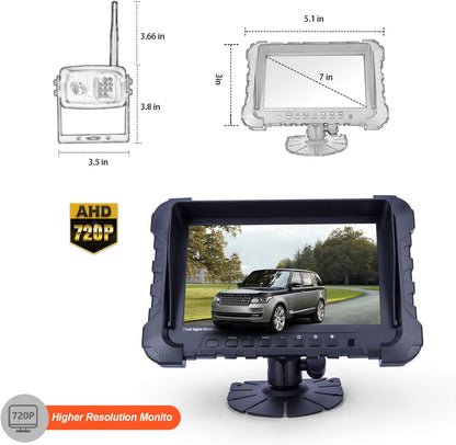 Digital Wireless Backup Camera System, Dual HD 720P Camera with Infrared Night Vision and Wide