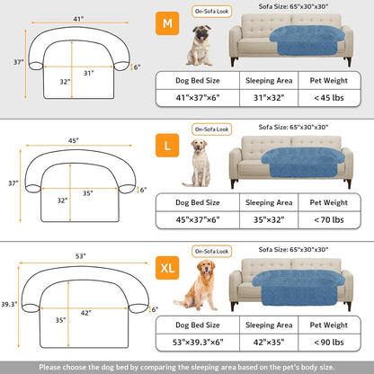 GGIB Calming Dog Bed Fluffy Plush Dog Mat for Furniture Protector with Removable Washable Cover for